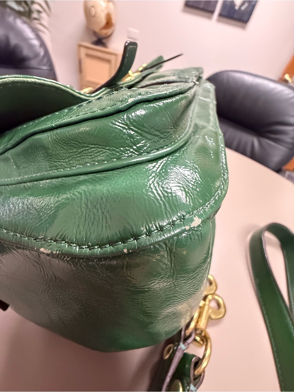Coach Green Chelsea Leather Turnlock Shoulder Bag with Gold Hardware - Picture 9 of 14